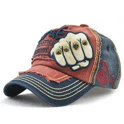 Casquette de Baseball ajustable brodée au poing pour hommes, chapeau en coton délavé, à bord incurvé, avec Patchwork, couleur contrastée