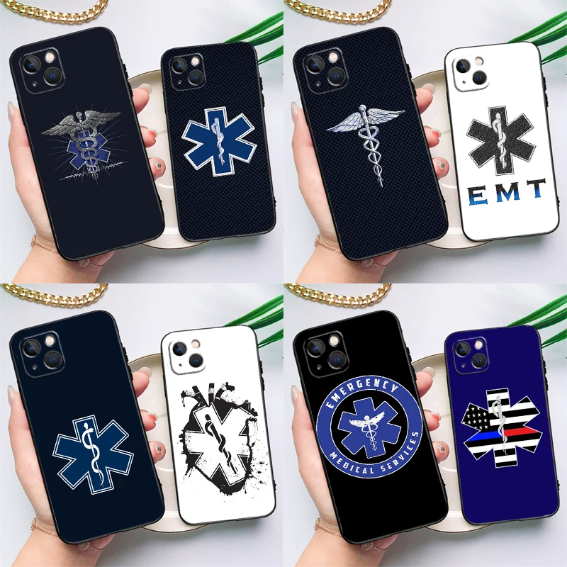 Emergency Medical Star of Life Case on For iPhone 11 12 13 Pro Max Mini X XR XS Max 6 7 8 Plus SE 2020 Phone Back Cover