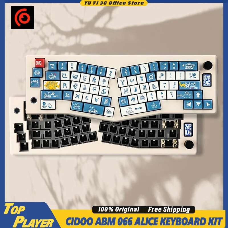 CIDOO ABM066 Alice Mechanical Keyboard Triple Mode Gasket Ergonomic Bluetooth VIA Programmable Custom Kit For Home Office Gaming