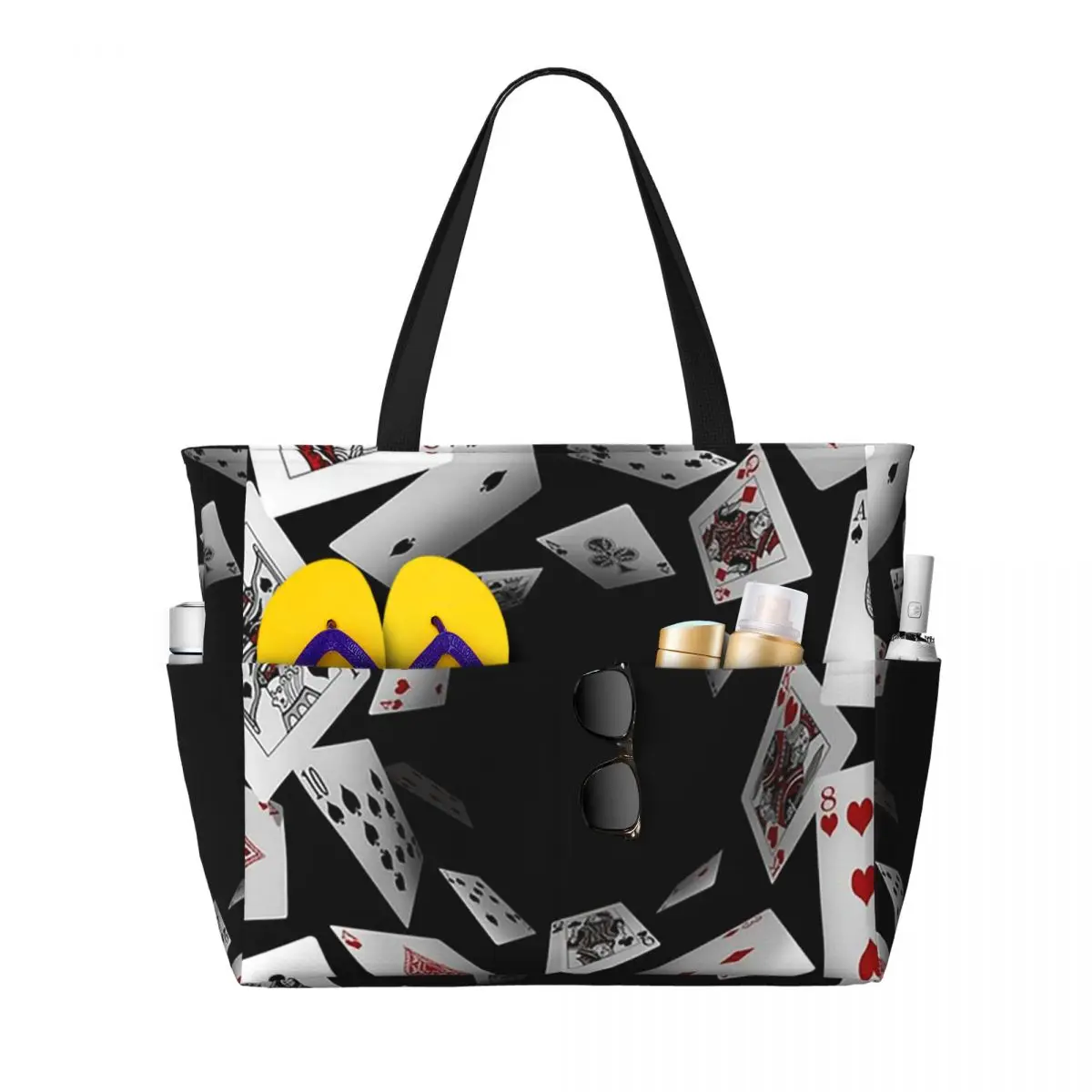

Falling Poker Card Beach Tote Bag Sport Gym Yoga Duffle Large Tote Bag Women Travel Bag Fitness bag