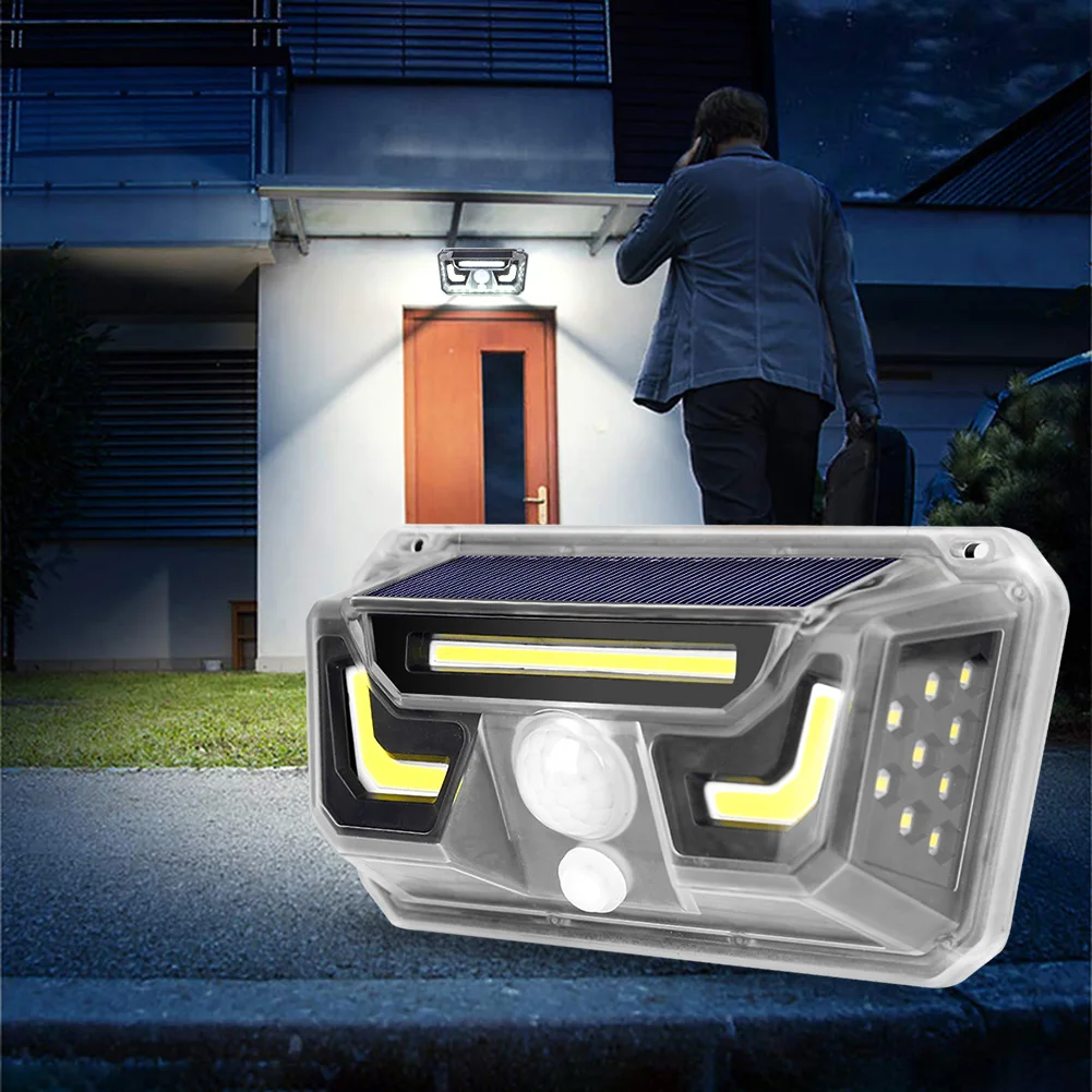 LED COB 150LM Solar Wall Light with Motion Sensor Outdoor IP65 Waterproof Solar Powered Wall Lamp for Garden Yard Porch Lighting