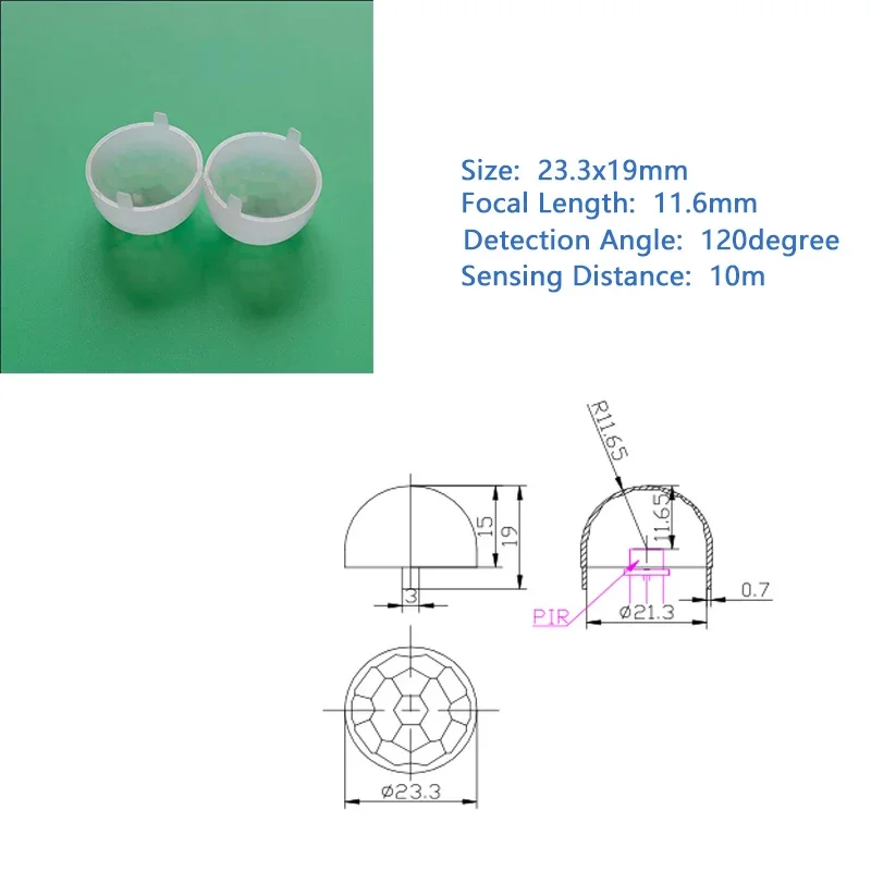 23.3X19mm Human Body Sensing Infrared Fresnel HDPE Hat-shaped  Lens Induction High Sensitivity Optical PIR Lens