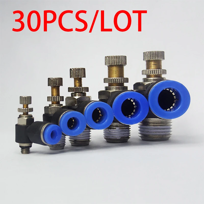 30PCS/Lot Hrottle Valve SL 4 6 8 10 12mm Fast Connection Pneumatic Fitting M5 1/8