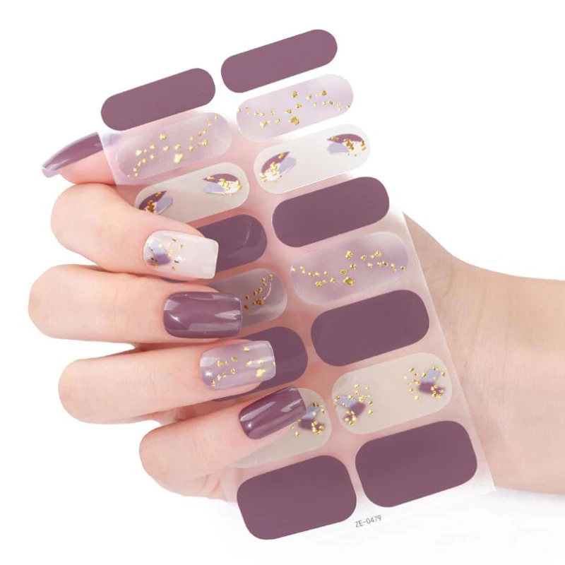 French Nail Stickers Golden Glitter Full Cover Adhesive Nail Wraps Manicure Polish Decals Decorations uñas postizas ofertas