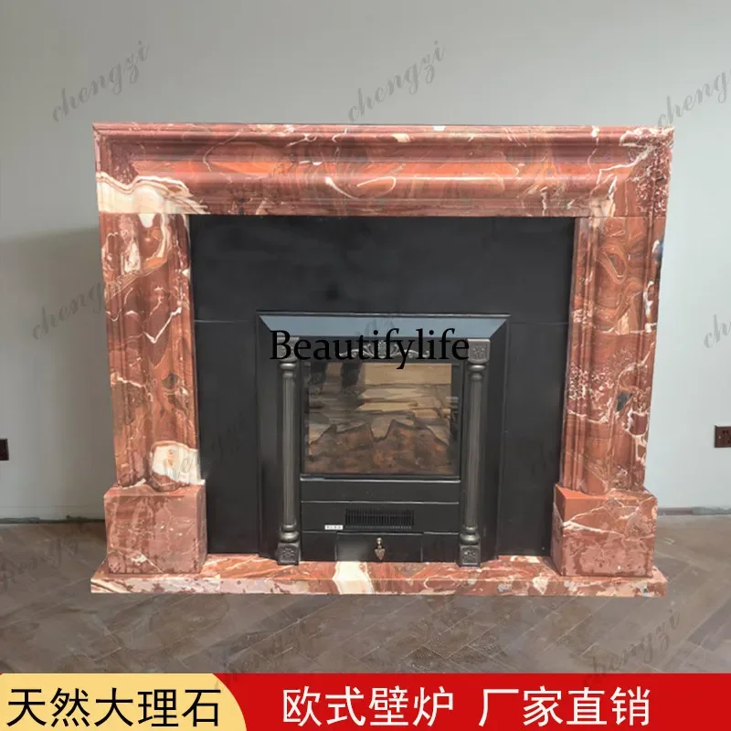 N178 Natural marble fireplace French simple pattern stone carving large white stone fireplace sculpture