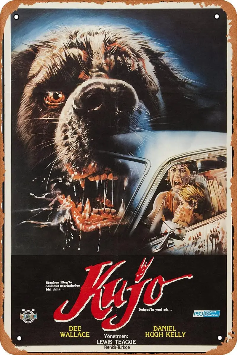 Cujo 1983 Horror Movie Poster Retro Metal Tin Sign Vintage Style Sign for Bar Pub Home Coffee Wall Decor 8x12 Inch sign