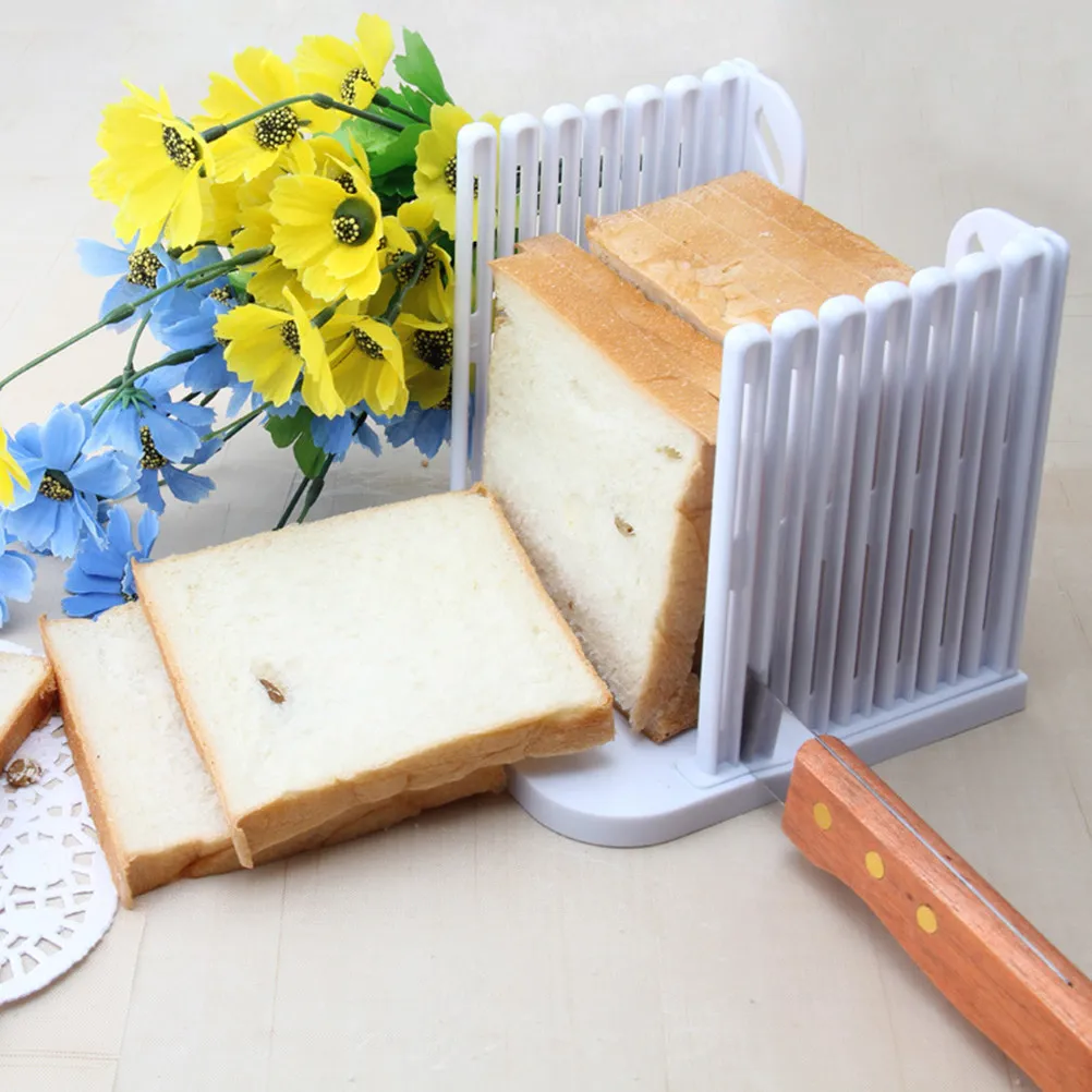 

1Pcs Lightweight Plastic Bread Slicer Cutter Ideal for Toast Loaf Sandwich Cheese Even Slicing Finger Safety Crumb Catcher Easy