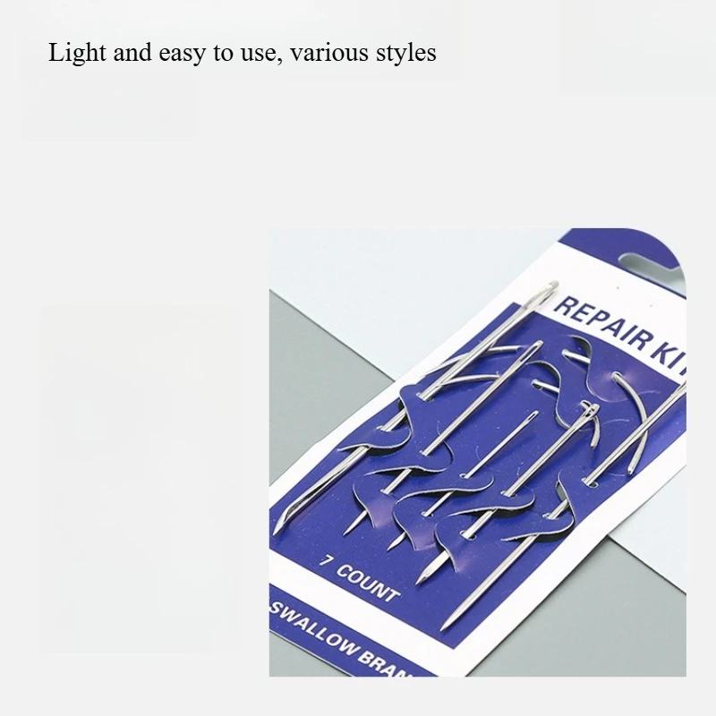 7개/세트 바늘 가죽공예 DIY 가죽 수리용 곡선형 가죽 퍼 스테인리스 스틸 핀 스티치 바늘 세트