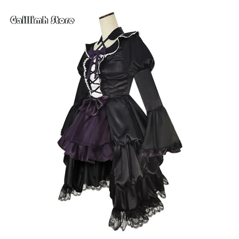 Anime puella magi madoka magica cosplay akemi homura cosplay kostüm kleidung perücke uniform cosplay lolita rock kleid frau set