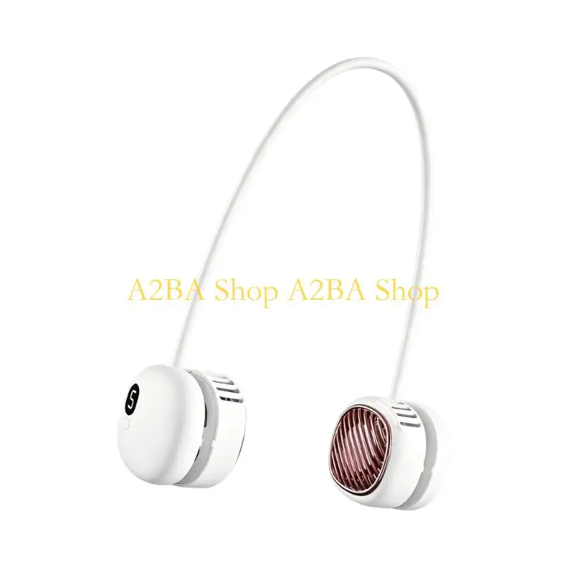 A2BA Portable USB Power Neck Fan With 360 Degree Rotations And 5 Speed Setting For Commuting Sports