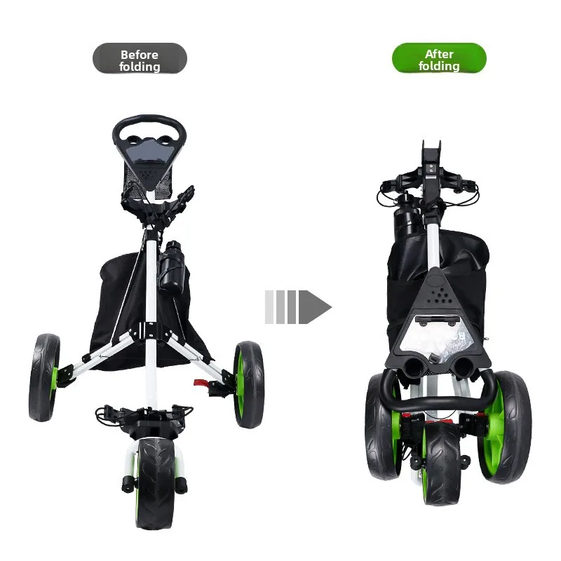 2026 New Detachable Aviation Aluminum 3-Wheel Portable Foldable Quick Release Outdoor Golf Push Cart Golf Bag Trolley Model