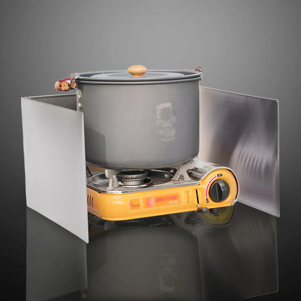 

Outdoor Picnic Gases Burners Windproof Board Stuck Gases Windshield Stainless Steel Folding Windbreak Plate Wind