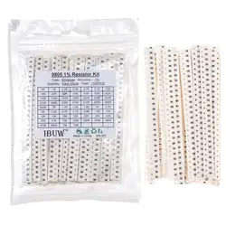 1500 Pcs SMD 0805 Resistors Assorted Set (60 Values x 25 Pcs) 0ohm - 10M Ohm 1/8 Watt 1% High Precision Film Chip Resistance Kit