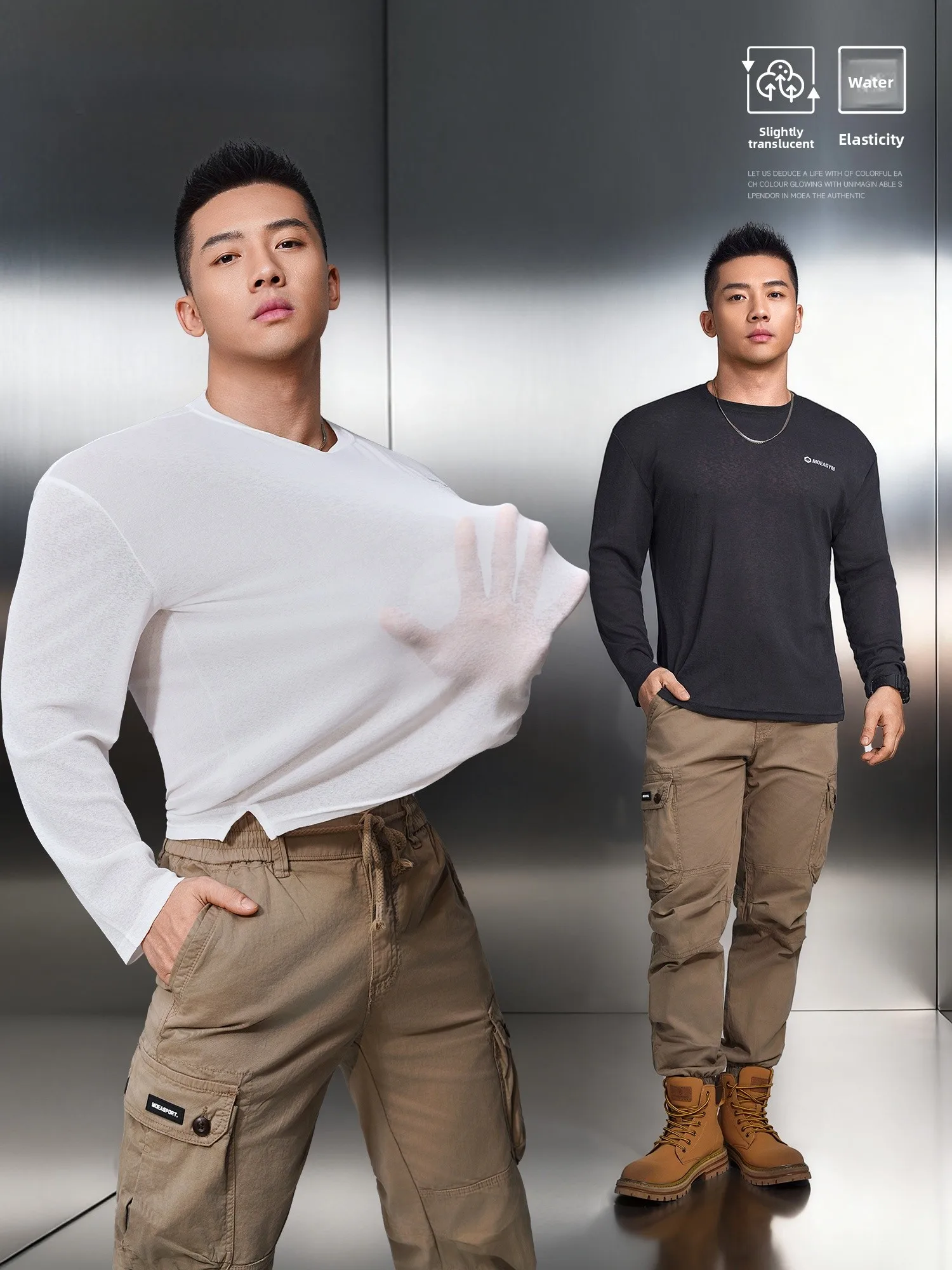 

Loose Fit Long Sve T-irt Men's Fitn round Ne Sexy Autumn Base irt Versatile Casual Faion Urban Sle Breathable...