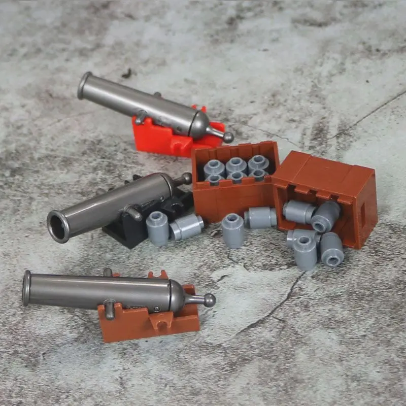 Pirate Cannon Building Blocks Set, Shooting Cannon with Ammo MOC Parts for Medieval Ship & Castle Models
