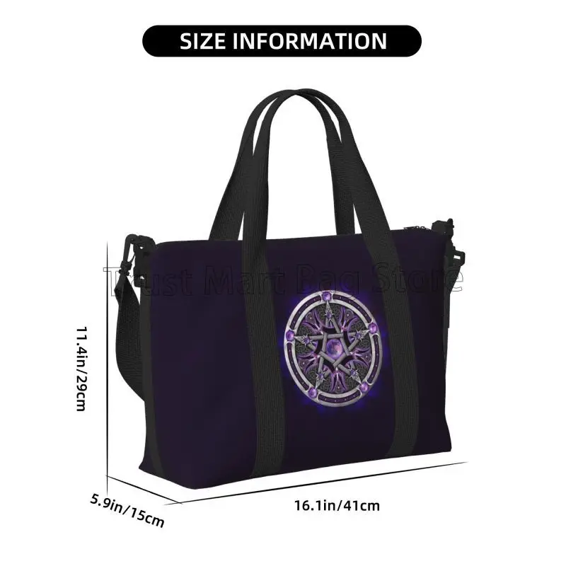 Wicca Wiccan-Sac de sport étanche violet, pentagramme étoile, sacs de voyage pentacle, sac de week-end, sac de nuit, sacs à main de sport