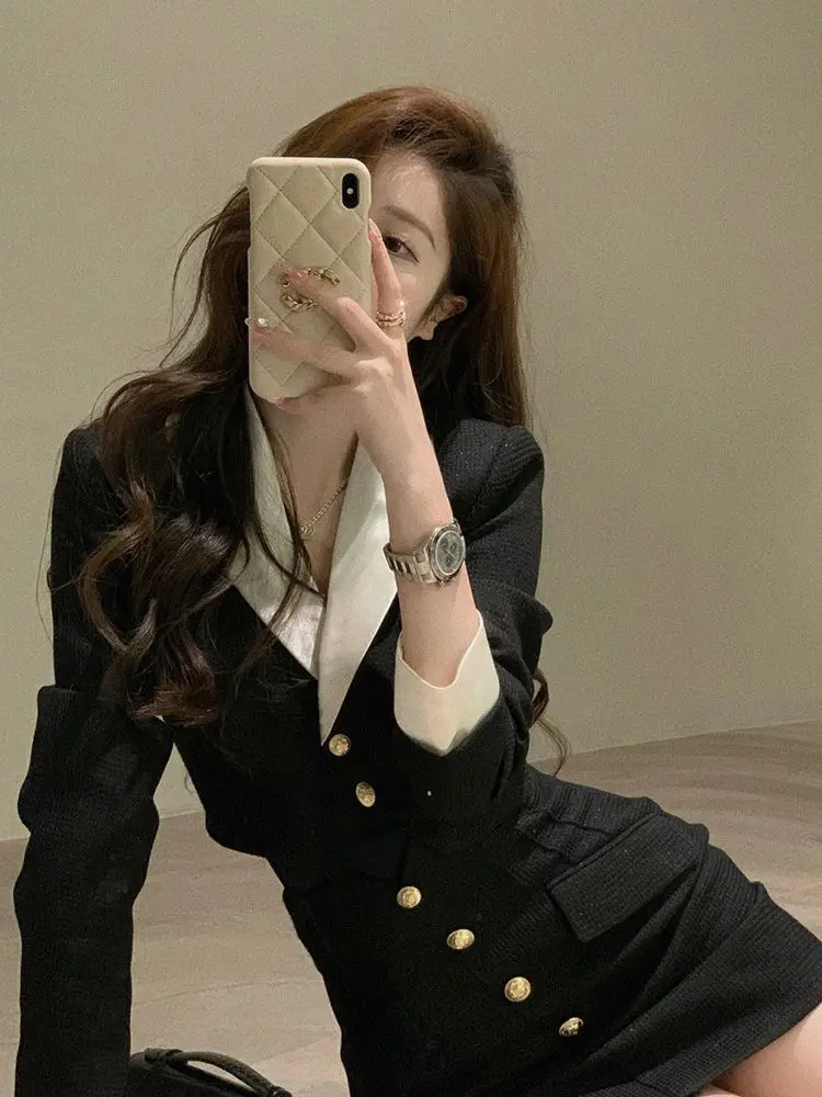 Mini Skirt Set High Quality Black Business Attire Women Casual Korean Crop Top Jacket + Short Skirts Elegant 2024 Autumn New