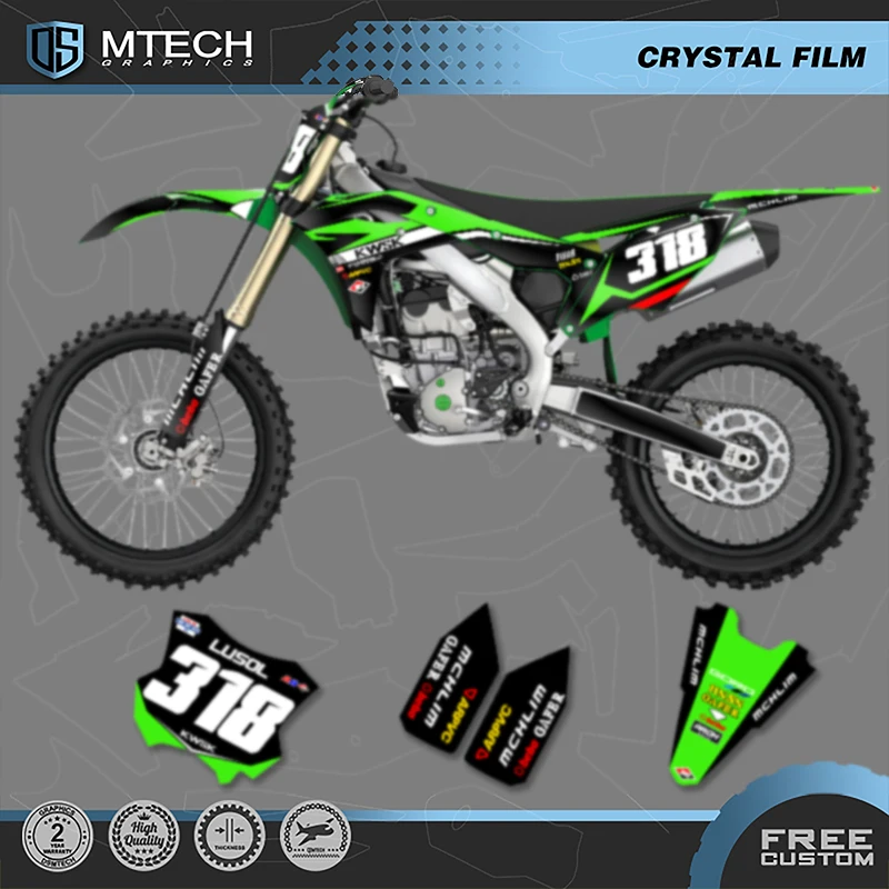 

DSMTECH Custom Team мотоциклетные графические наклейки, наборы наклеек для KAWASAKI KXF 250 KX250F KXF 250 2017 2018 2019 2020 001
