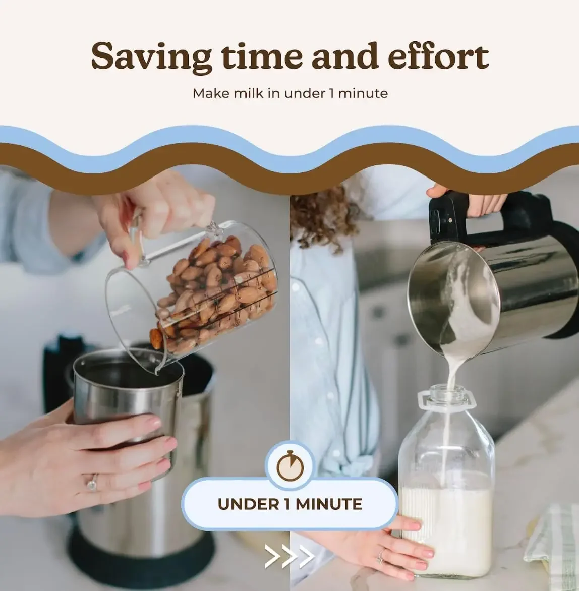 Cow Nut Milk Maker Machine, Plant Based Maker for Homemade Almond, Oat, Cashew Nut Milks & More, Stainless Steel Food Mac