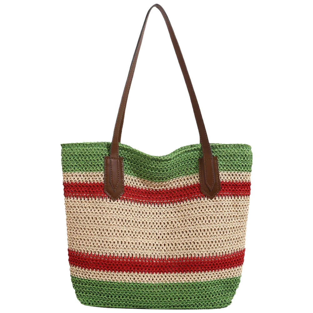 Straw Shoulder Bag for Women Large Capacity Summer Beach Bag Woven Hobo Bag Crossbody Bag for Travel Holiday Shopping