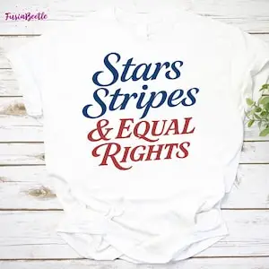 قميص Stars Stripes Equal Rights - تي شيرت فخر وطني الرابع من يوليو، قميص نسوي، تي شيرت برسومات المساواة، قميص شامل للولايات المتحدة الأمريكية للجميع #6