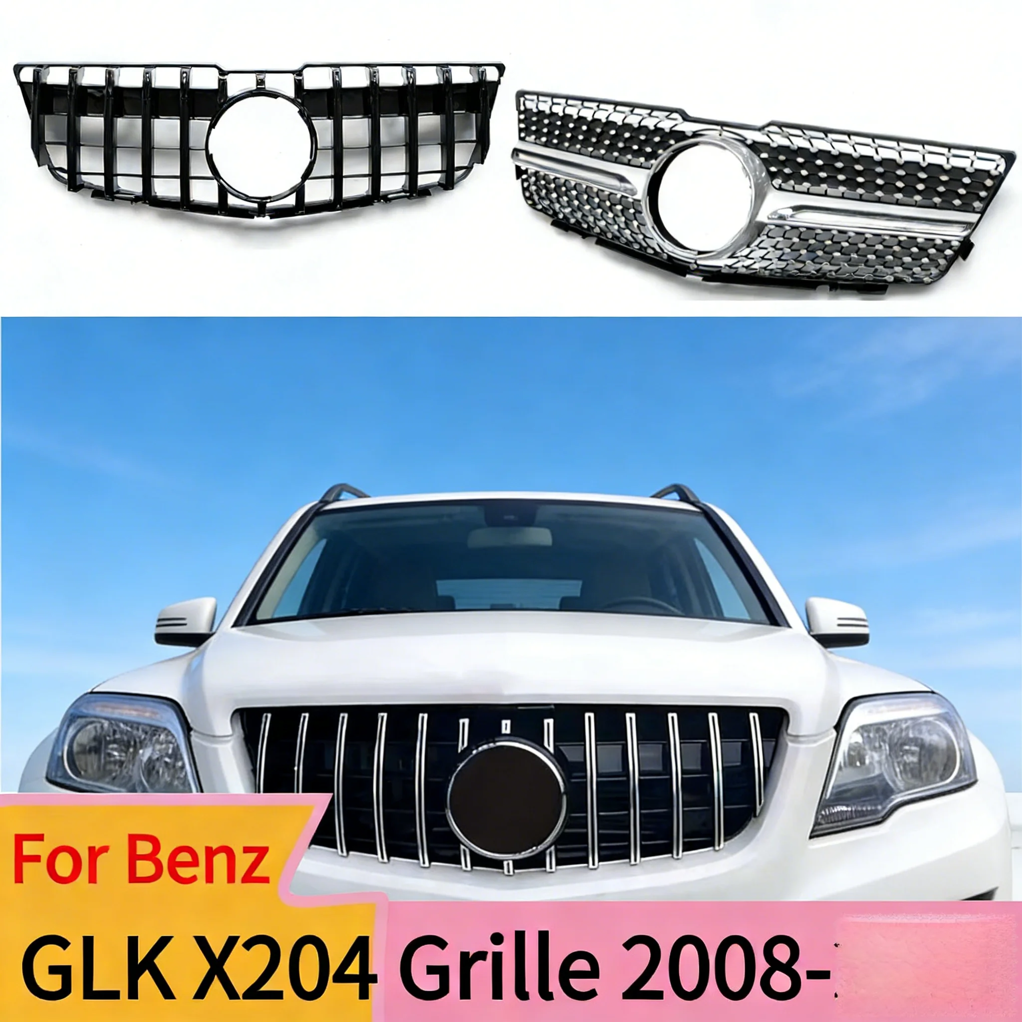 

For Mercedes-Benz GLK X204 2008-2012 2013-2015 GLK280 GLK300 GLK350 Front Radiator Grille Bumper Grill Middle Grid Inlet Mesh
