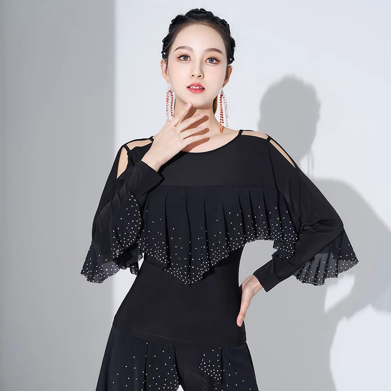 

Индивидуальный национальный стандартный танцевальный комплект, женское современное танцевальное платье с длинными рукавами Gitaba, яркий топ с бриллиантами, брюки для социальных танцев