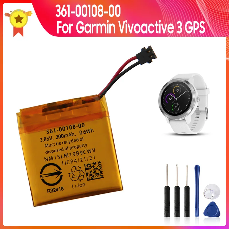 

Производство 2024 Сменный аккумулятор 361-00108-00/01 для Garmin Vivoactive 3 GPS Glonass Качественные аккумуляторы 200 мАч с инструментом