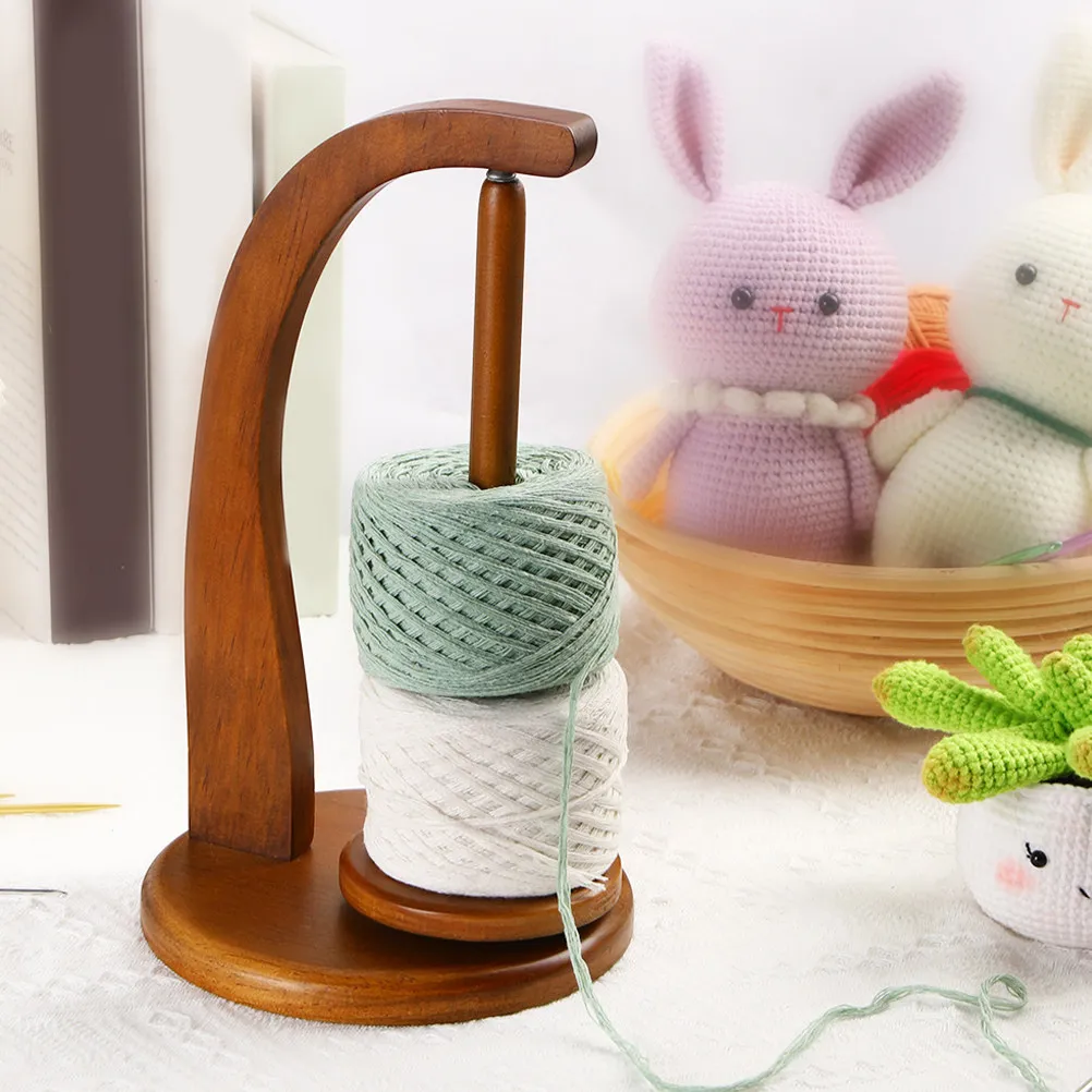 

Yarn Winder Wooden Holder for Crocheting Rotating Organizer Sewing Thread Rack Ball