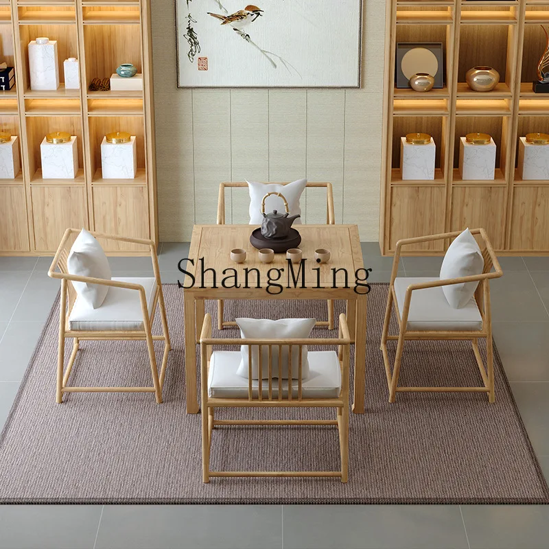 

SM solid wood eight immortals table chess and card Zhongtang household small tea table chair small apartment dining table