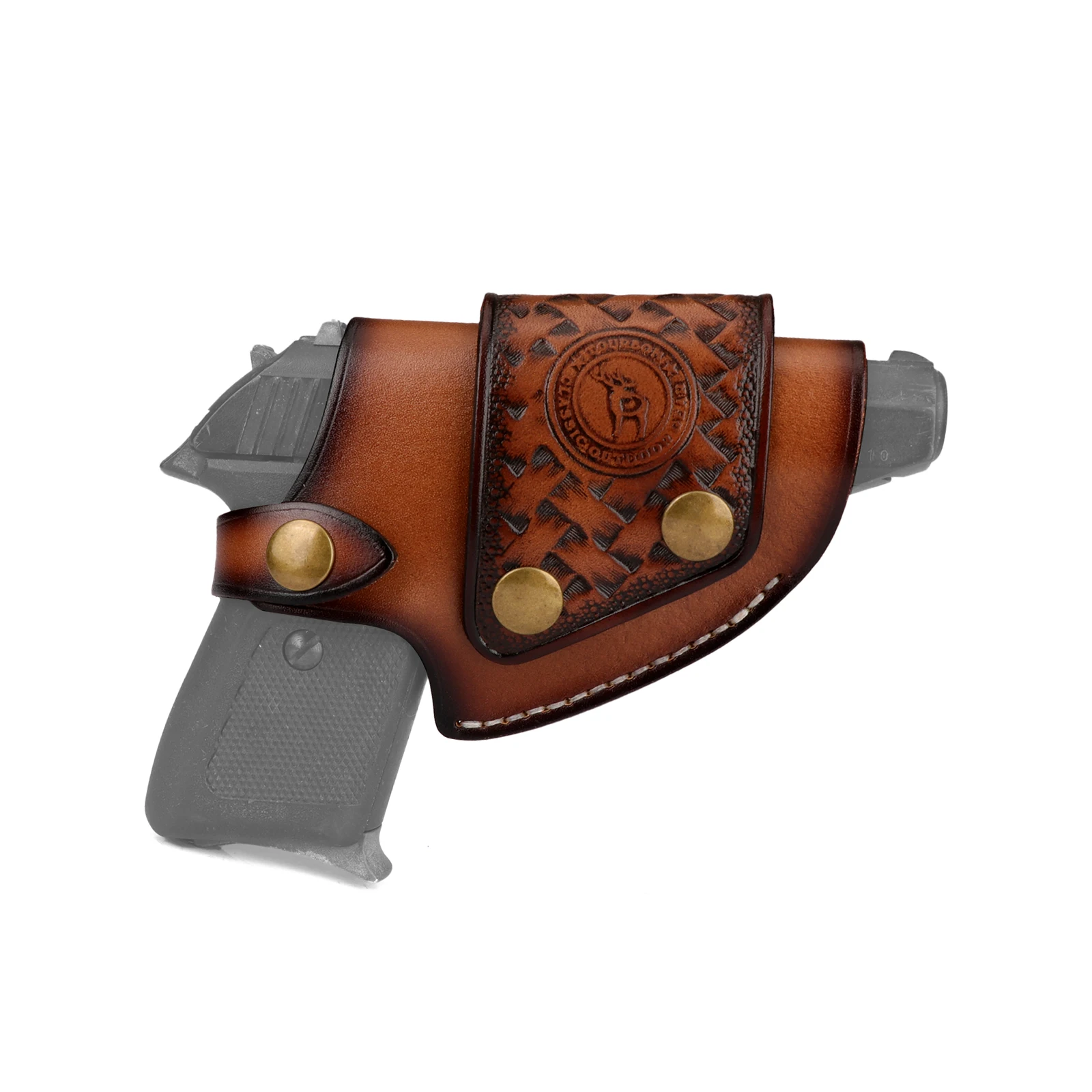 Tourbon Hunting Accessories Leather Pistol Case Conceal Cross Draw Handgun Holster Belt Holder Fit 4.5