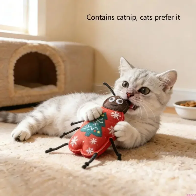 Popular new soft felt cockroach cat toy soft bite resistant interactive indoor pet chew toy with catnip - Detail 1