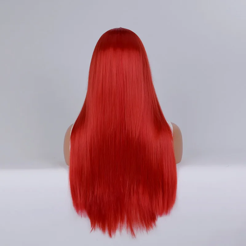 Lange gerade Cosplay-Perücke mit Mittelteil, Frau, Anime, Ombre, Hallowmas, Lolita, synthetische Perücke, rosa, rot, hitzebeständiges Haar – Detail 17