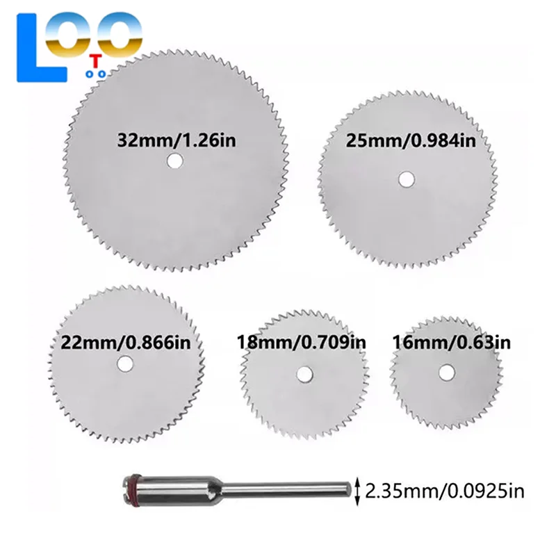 6Pcs/set Stainless Steel Slice Metal Cutting Disc With 1 Mandre For Rotary Tools 16 18 22 25 32mm Cutting Disc Hand Tools