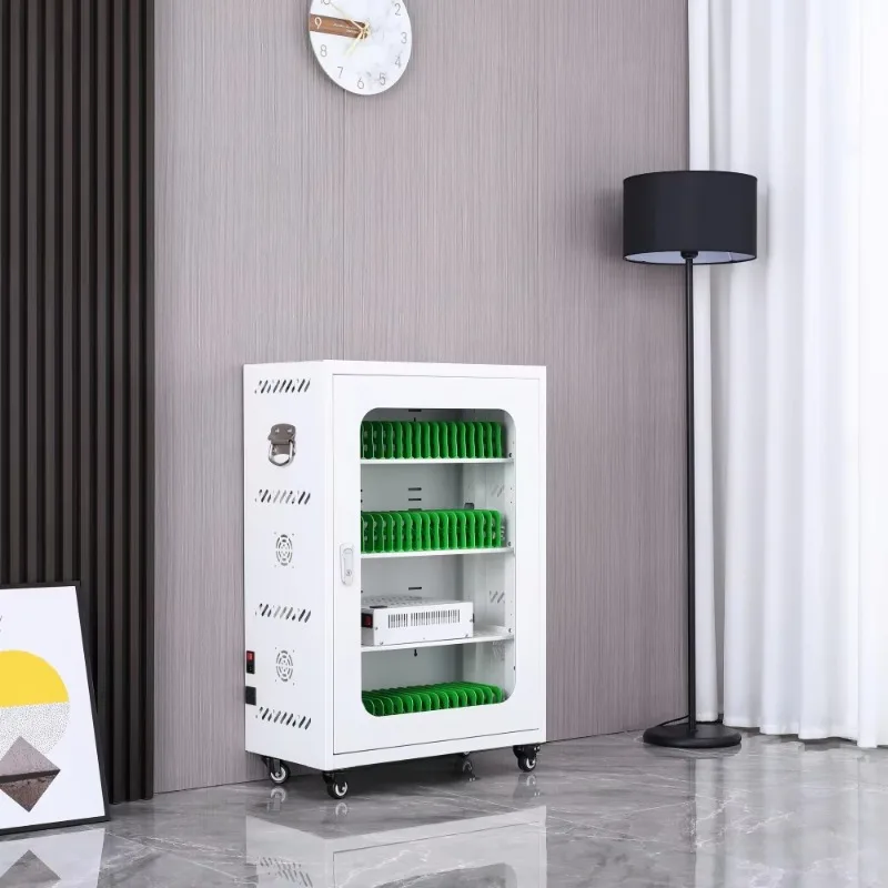 Desktop tablet charging cabinet, mobile phone charging cabinet, metal device charging station with USB cable management function