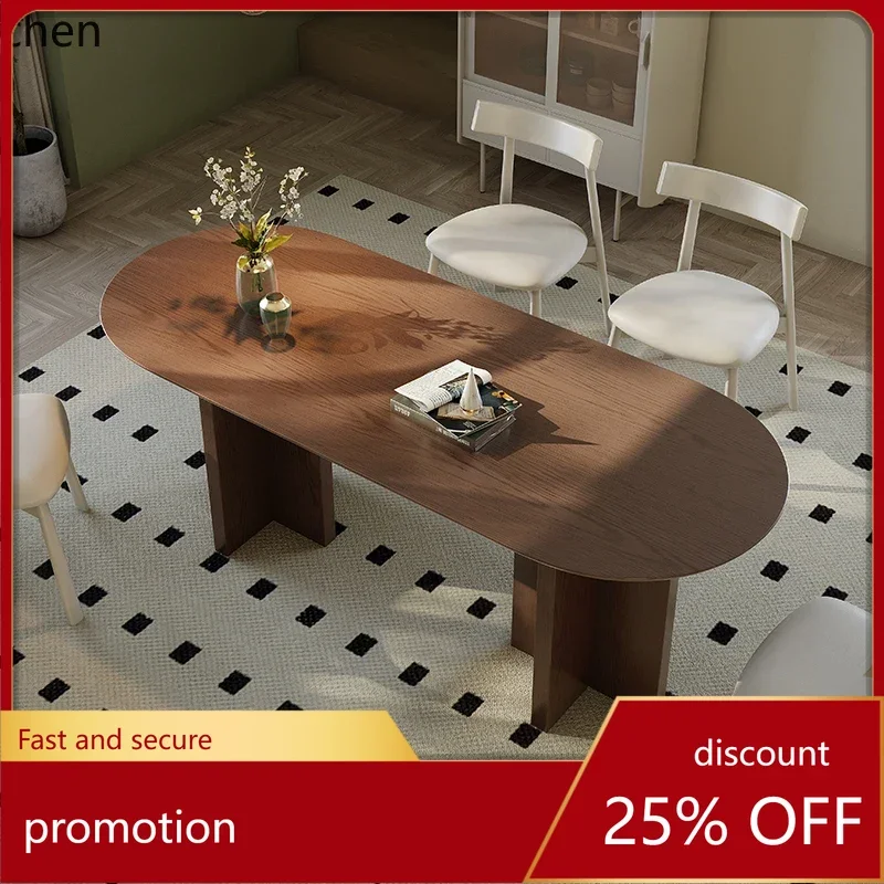 

HXL Medieval travertine rock slab dining table living room home retro solid wood dining table