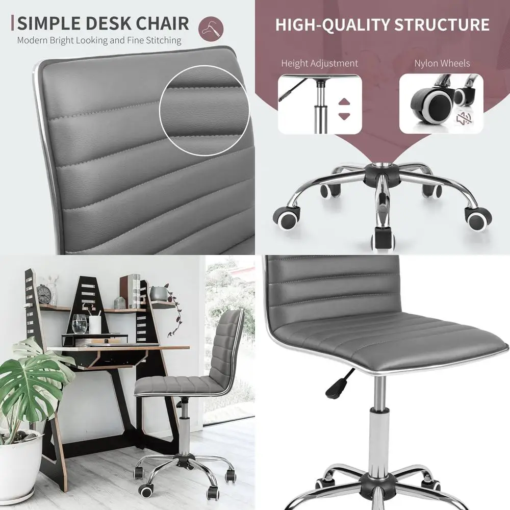 

Gray Adjustable Mid-Back Swivel Office Chair for Home and Desk Use