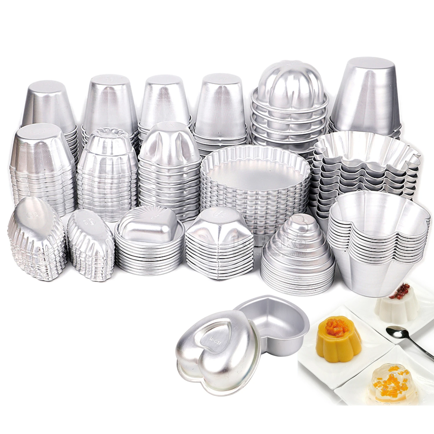 10 pçs/lote vários design borda canelada ondulado flor copo barco forma redonda molde de tarta de alumínio geléia pudim copo cupcake molde cozimento