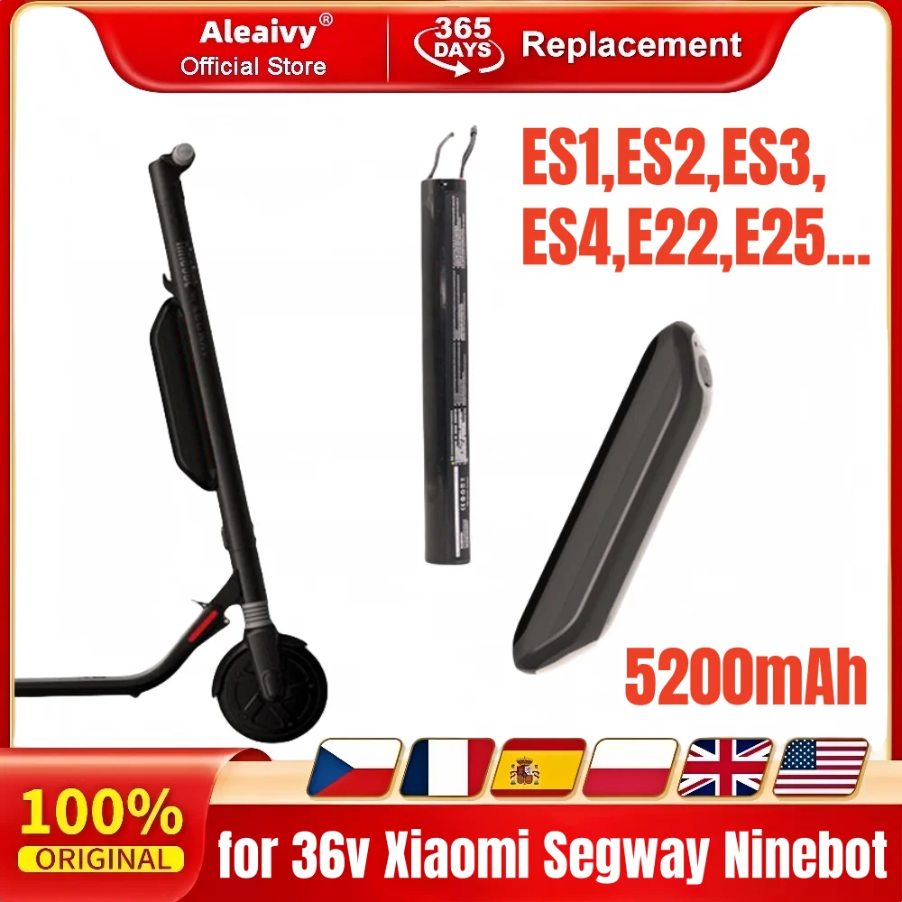 Aleaivy 36V 5200mah Lithium Battery Pack for 36v Xiaomi Segway Ninebot ES1 ES2 ES3ES4 E22 E25 Scooter External Battery