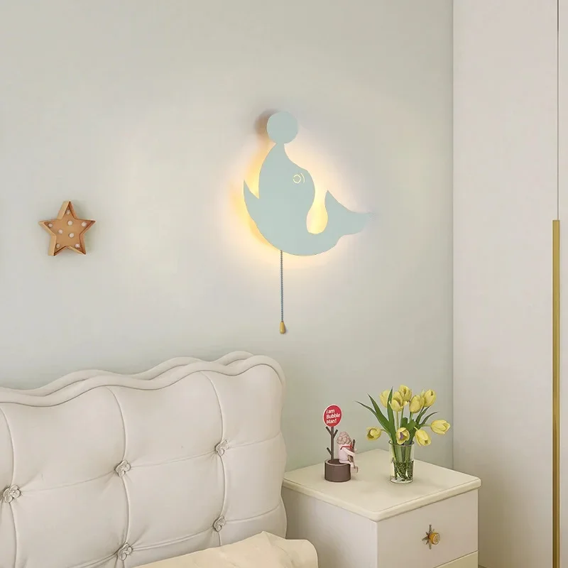 New Children's Room Wall Lamp Simple Modern Cartoon Cute Interior Decoration Boy And Girl Room Bedroom Bedside LED Wall Lamps