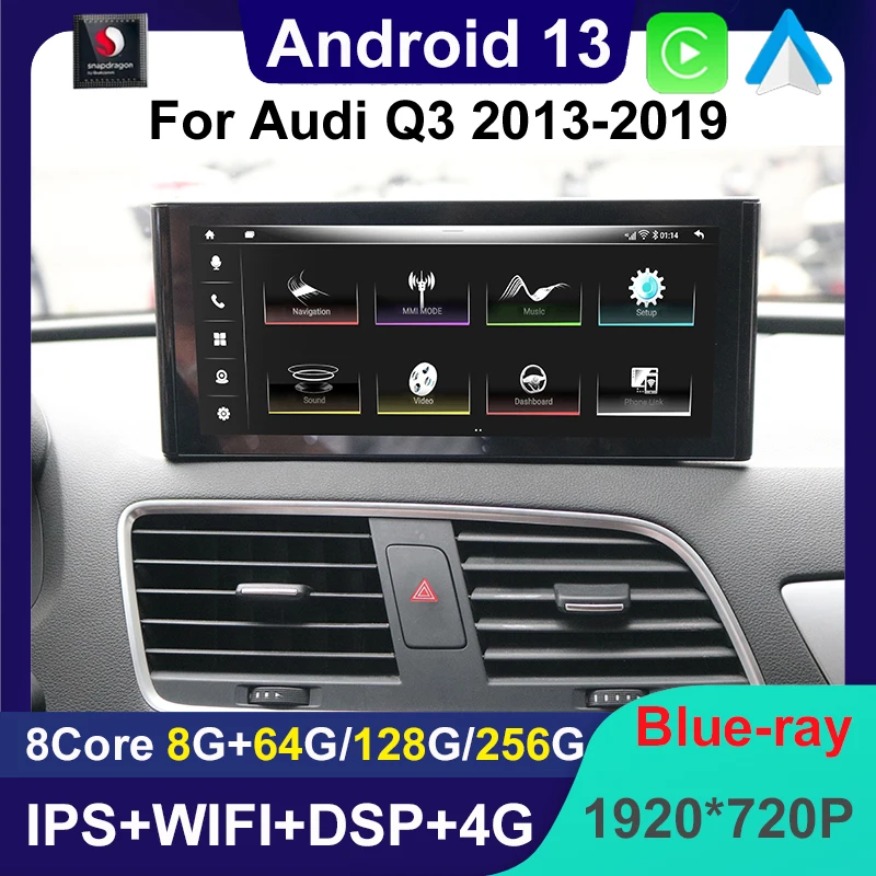 

For Audi Q3 2013-2019 Android 13 Auto Radio Touch Screen Car Multimedia Player 8+256GB Qualcomm Carplay Stereo GPS Navigation