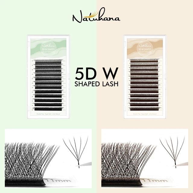 NATUHANA Kępki rzęs w kształcie litery W 5D 4D 3D, kolorowe przedłużanie rzęs, gotowe kępki objętościowe w kształcie litery W, naturalne, miękkie sztuczne rzęsy