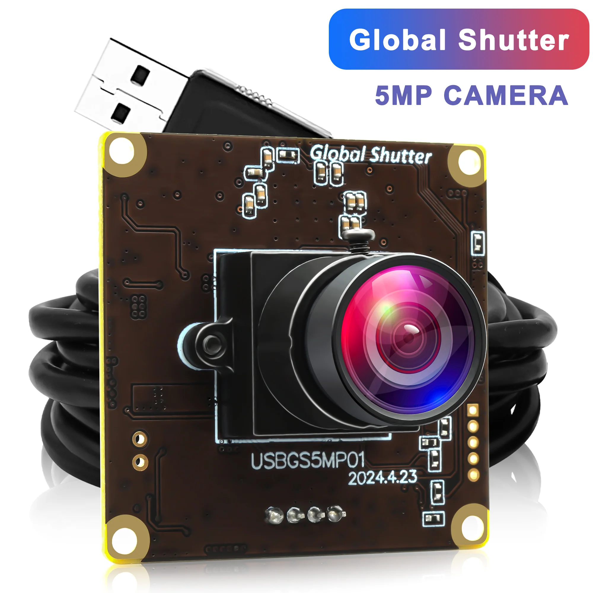 ELP 5MP 50fps Global Shutter USB Camera Module High Speed 60fps 1080P HD Webcam Wide Angle UVC USB2.0 PC Camera