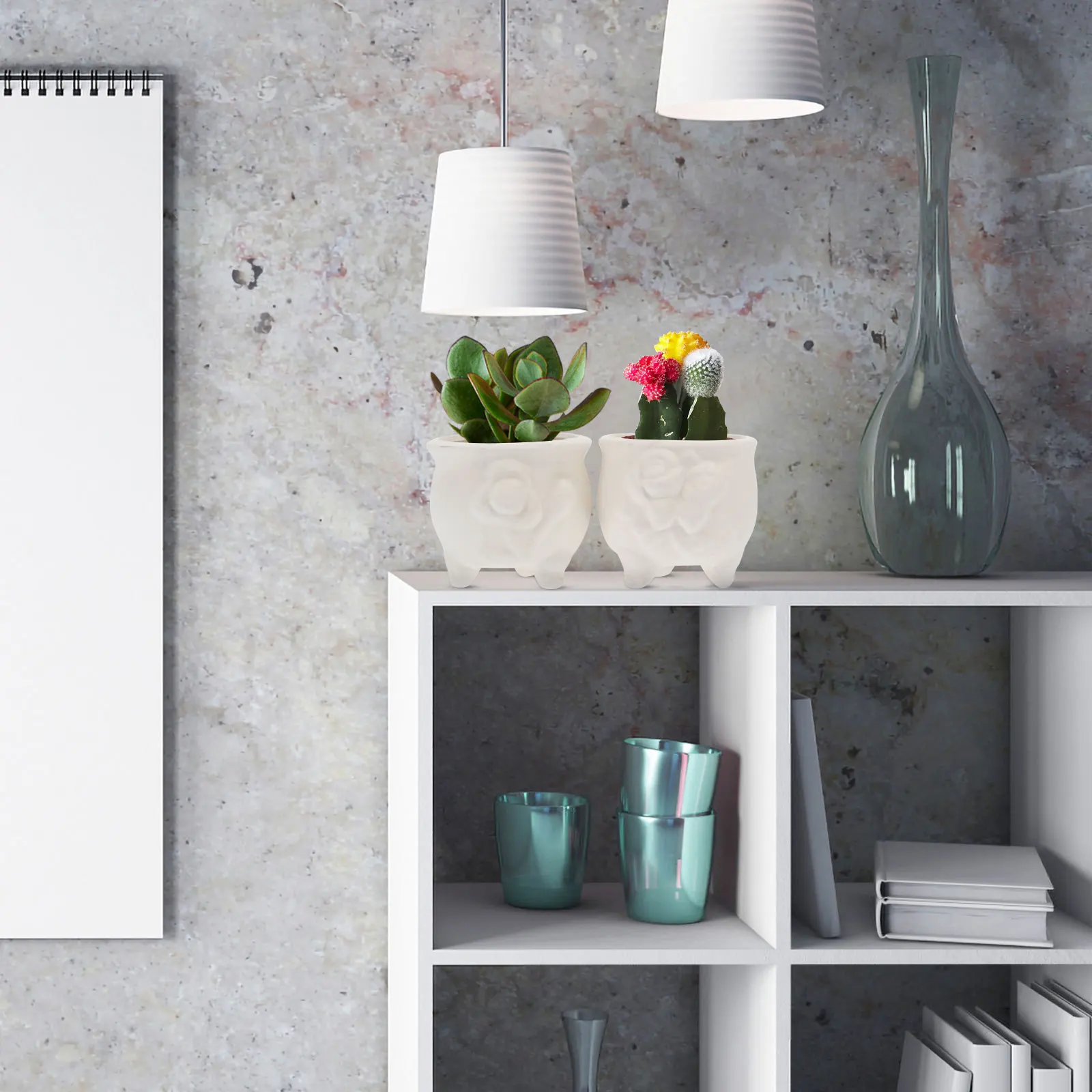 

2Pcs Hand Painted Style Ceramic Pots Unfinished Planters for 's Creativity Art Education Gift for Birthday Christmas