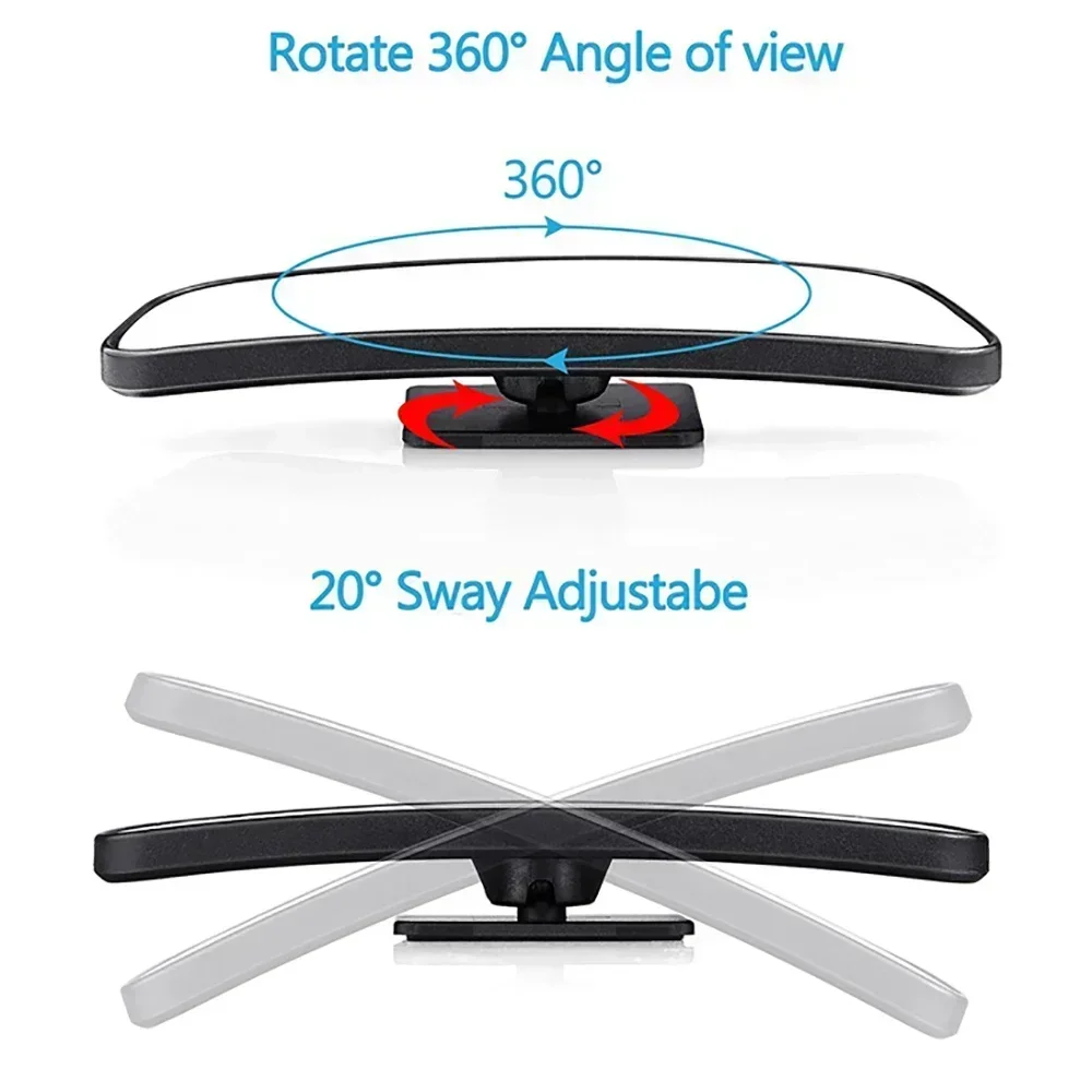 1 par espelho retrovisor do carro espelho auxiliar de visão de ponto cego 360 °   Espelho de ré de carro grande angular ajustável