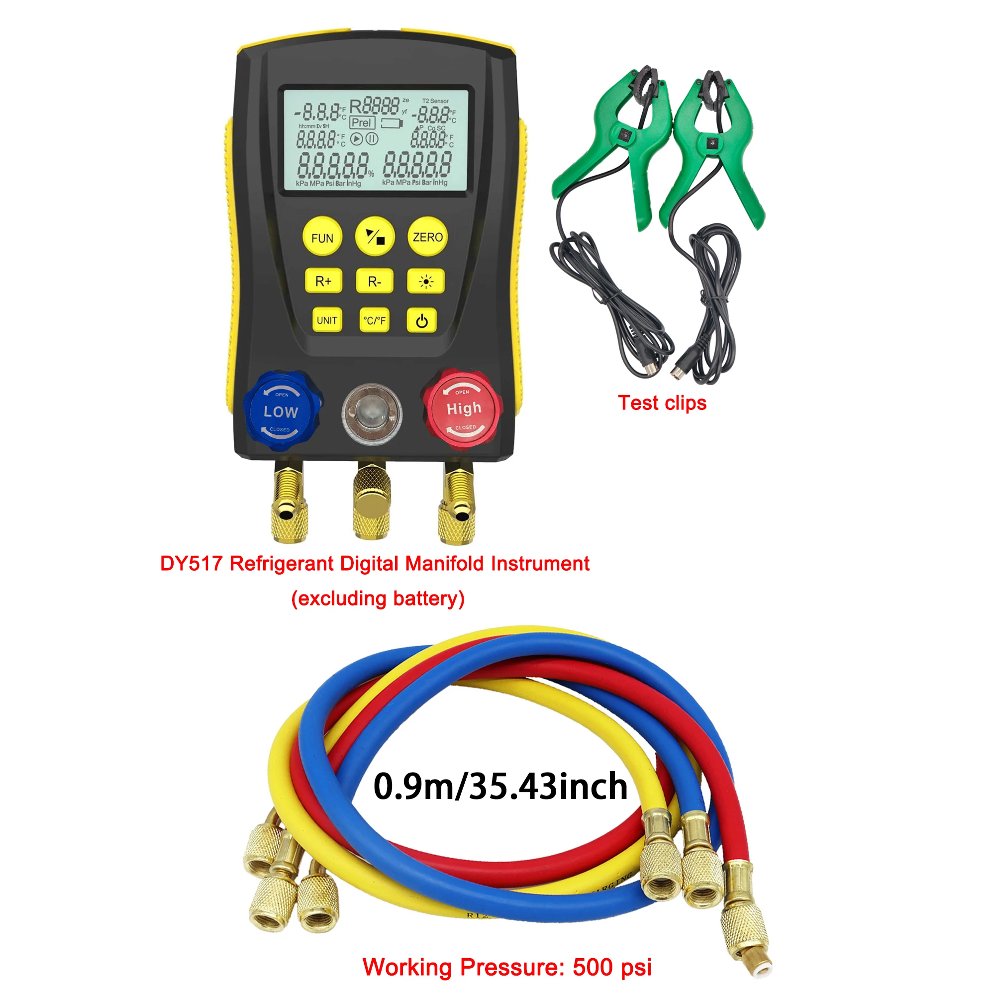 Digitale koelmanometer, temperatuurdetector voor airconditioning, multifunctionele toolkit voor vacuümdruktest - afbeelding 1