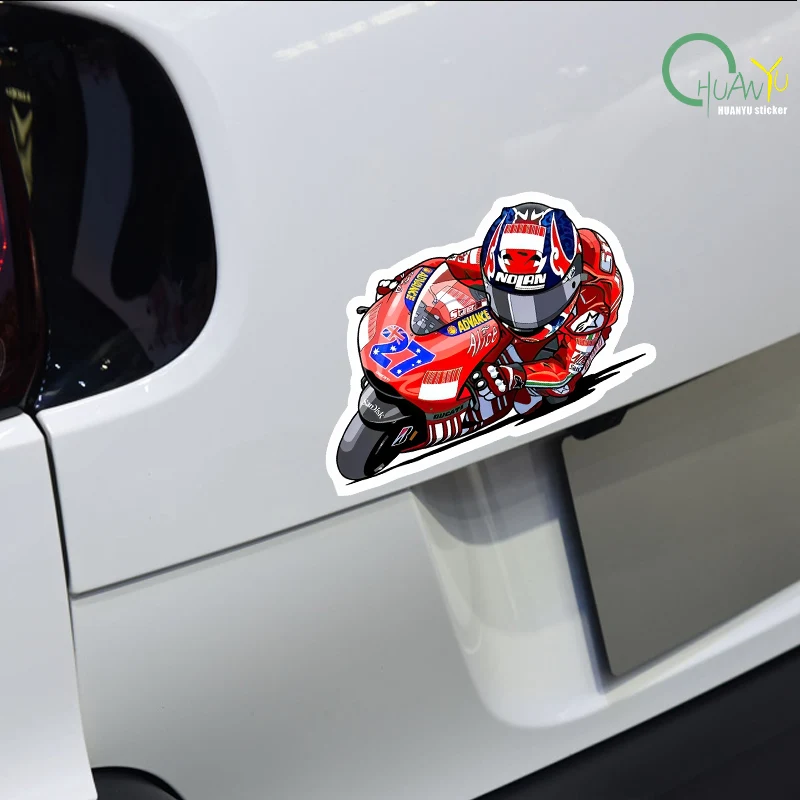 Fun Anime Motorcycle And Rider Personality CarLaptop Stickers PVC Auto Motorcycle Sunscreen Waterproof Creativity Decals Decor