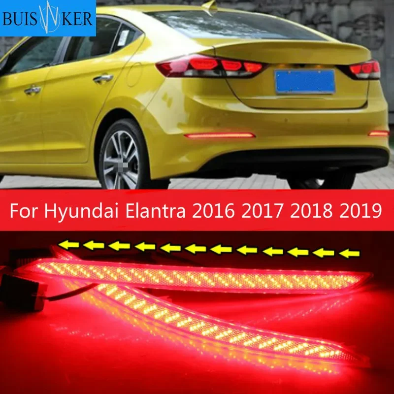 

2pcs LED Rear Light Brake Lamp Taillight Back Fog Light Warning Light Reflector For Hyundai Elantra 2016 2017 2018 2019