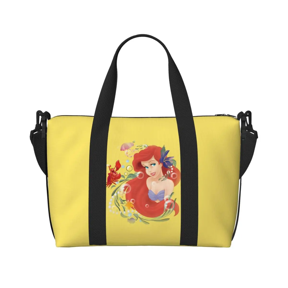 

Custom The Little Mermaid Groceries Shopping Tote Bag Women Large Capacity Fish Anime Beach Gym Travel Bags