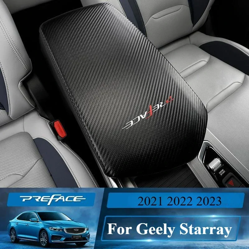 Leather For Geely Starray Preface 2021 2022 2023 Car Central Control Armrest Box Surface protective Cover Trim modification